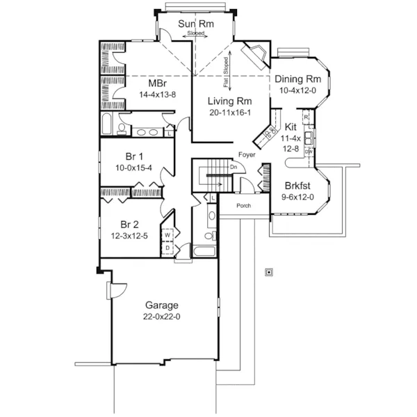 Ranch House Plan First Floor - Elektra Contemporary Home 008D-0089 - Search House Plans and More