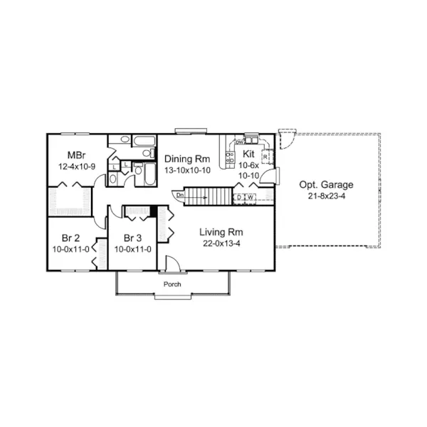 Cabin & Cottage House Plan First Floor - Chickadance Country Ranch Home 008D-0090 - Search House Plans and More