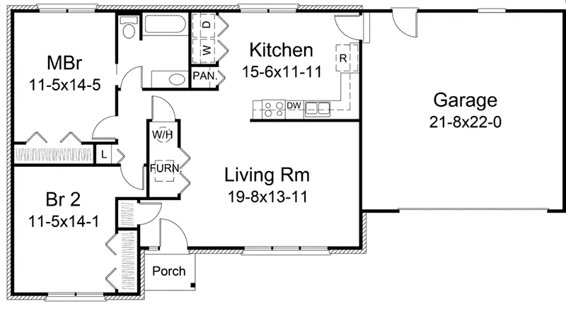 Ranch House Plan First Floor - Rosebury Lake Ranch Home 008D-0102 - Shop House Plans and More