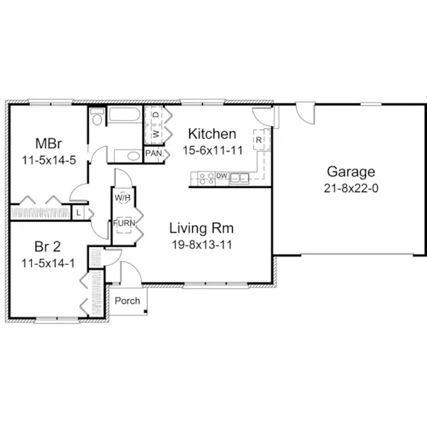 Traditional House Plan First Floor - Rosebury Lake Ranch Home 008D-0102 - Shop House Plans and More