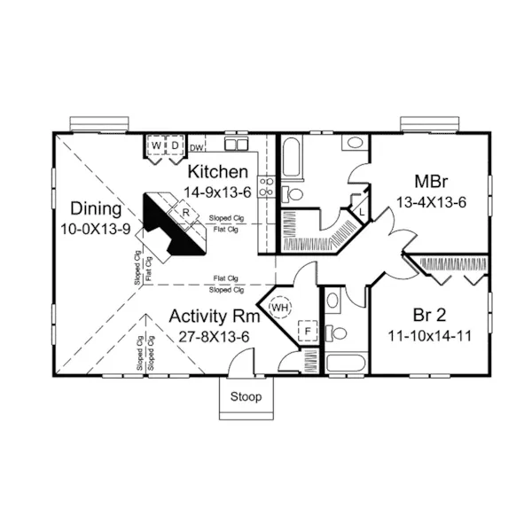 Contemporary House Plan First Floor - El Gorge Contemporary Home 008D-0104 - Search House Plans and More