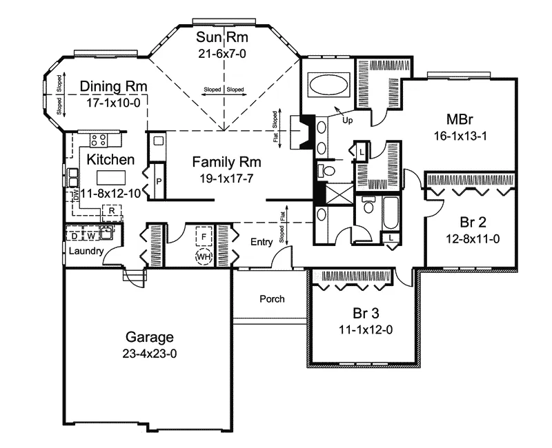 Ranch House Plan First Floor - Joneberry Traditional Home 008D-0106 - Search House Plans and More