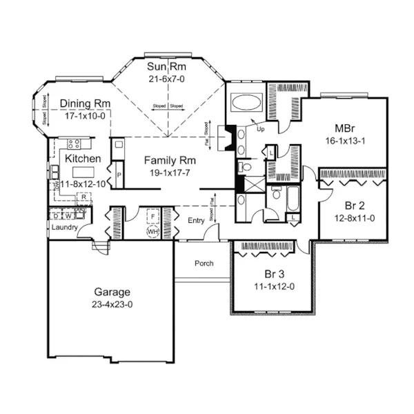 Traditional House Plan First Floor - Joneberry Traditional Home 008D-0106 - Search House Plans and More