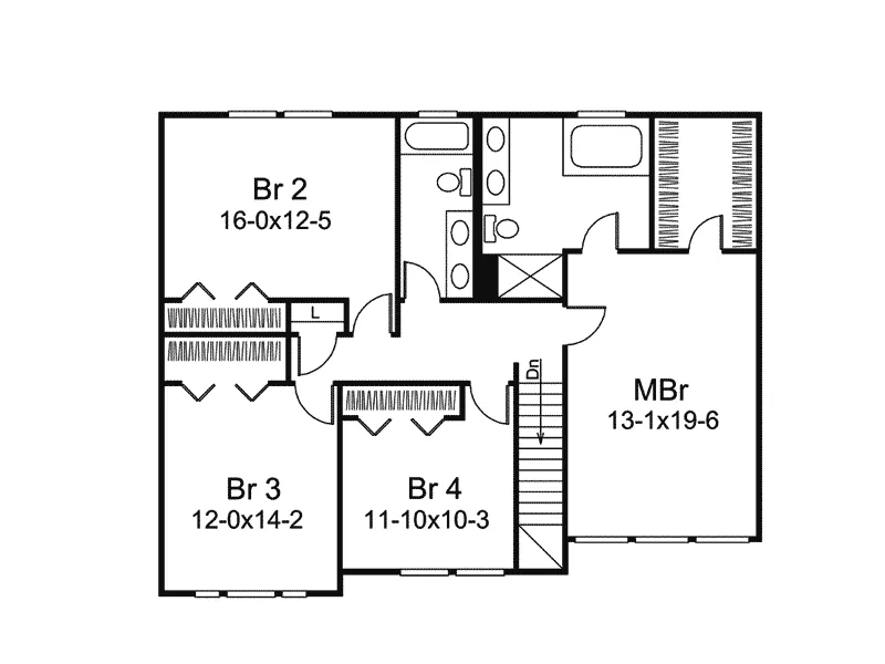 Southern House Plan Second Floor - Kirkham Southern Home 008D-0107 - Search House Plans and More