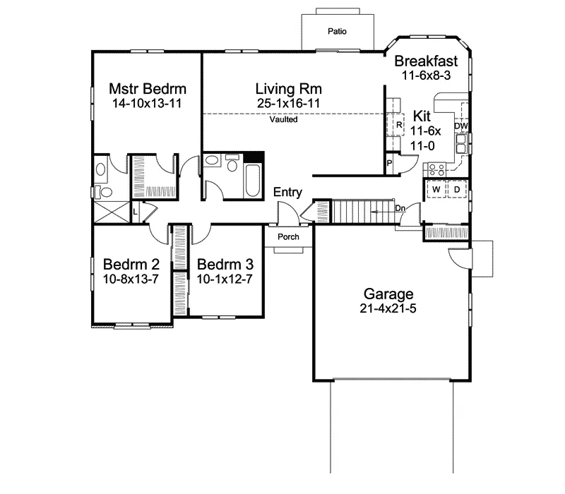 Traditional House Plan First Floor - Hilltop Ranch Home 008D-0110 - Search House Plans and More