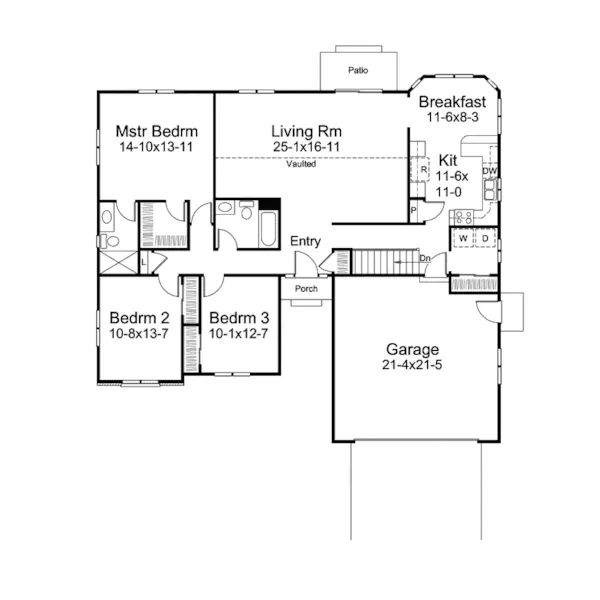 Traditional House Plan First Floor - Hilltop Ranch Home 008D-0110 - Search House Plans and More