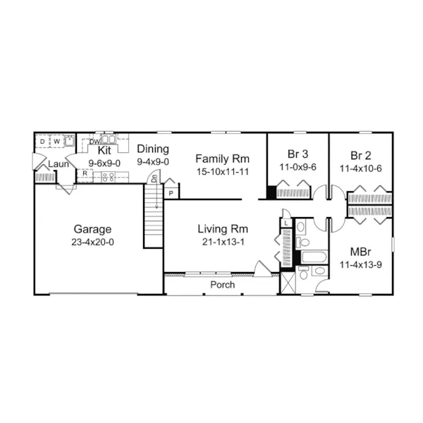 Traditional House Plan First Floor - Royaloak Shallow Lot Home 008D-0124 - Shop House Plans and More