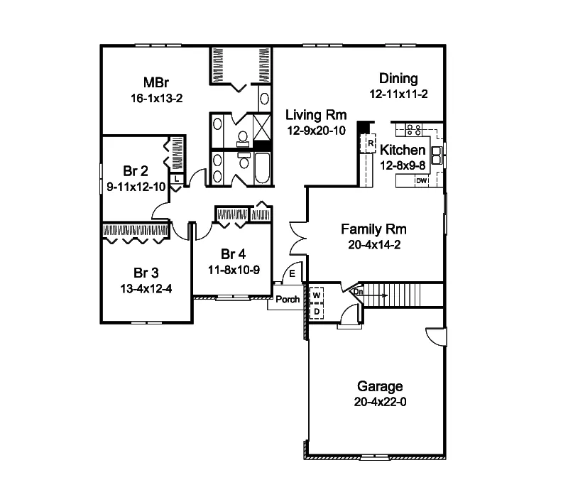 Traditional House Plan First Floor - Wilshire Ranch Home 008D-0125 - Shop House Plans and More