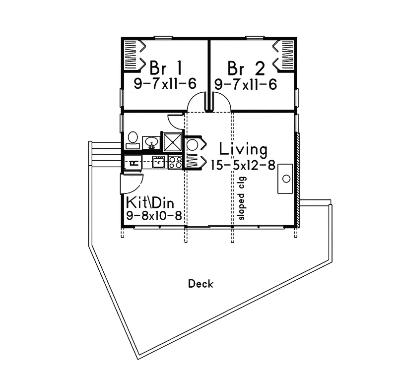 Lake House Plan First Floor - Beaverhill Raised Vacation Home 008D-0133 - Search House Plans and More