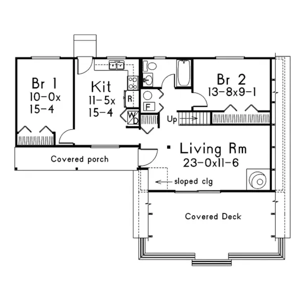 Waterfront House Plan First Floor - Conifer Cliff Vacation Home 008D-0137 - Search House Plans and More