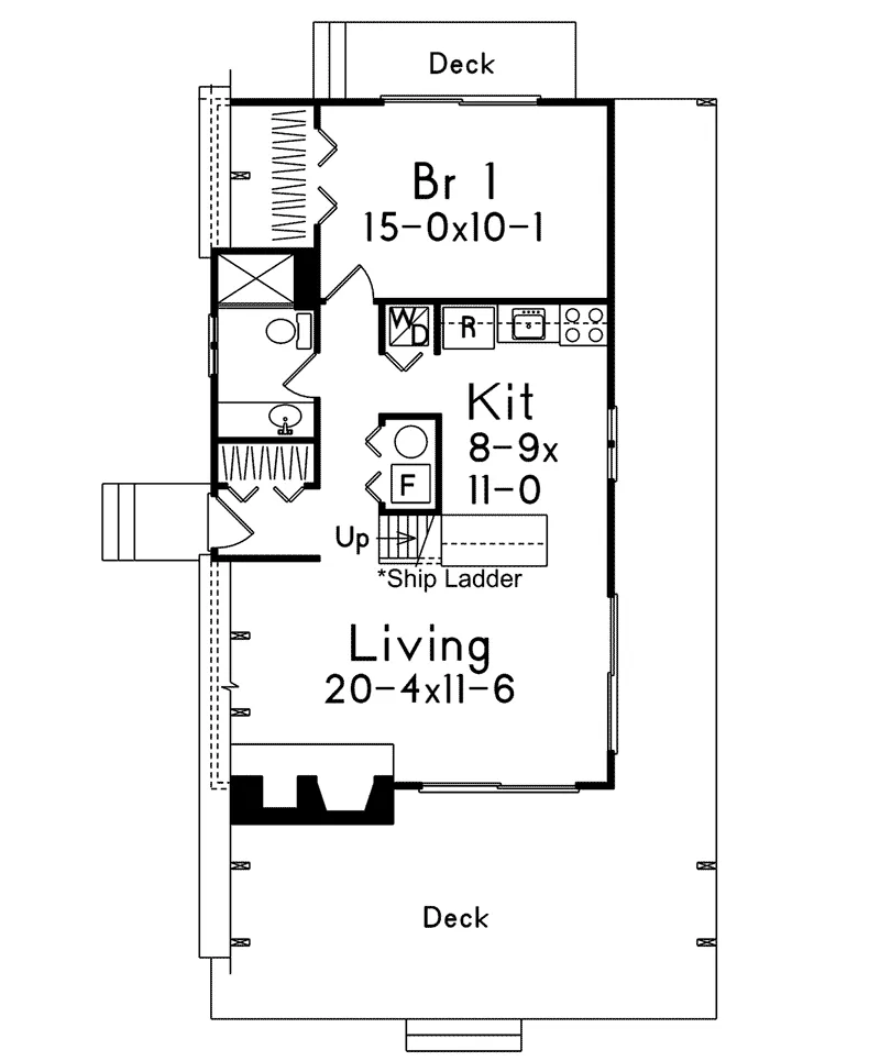 Cabin & Cottage House Plan First Floor - Grantview A-Frame Home 008D-0139 - Search House Plans and More