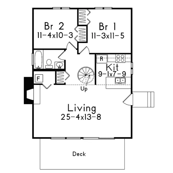 Cabin & Cottage House Plan First Floor - Greeley Cove Vacation Home 008D-0140 - Search House Plans and More