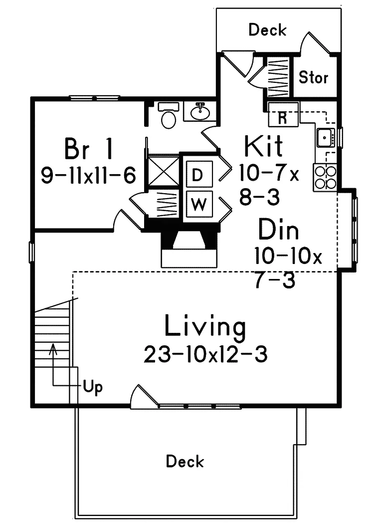 Cabin & Cottage House Plan First Floor - Kingsport Saltbox Vacation Home 008D-0143 - Search House Plans and More