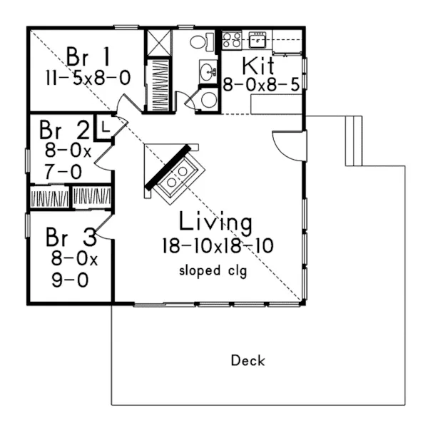 A-Frame House Plan First Floor - Pinecone A-Frame Modern Home 008D-0148 - Shop House Plans and More