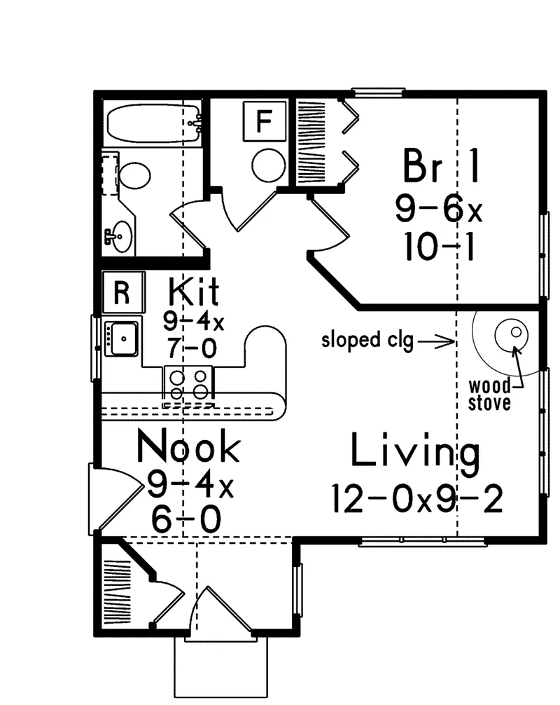 Cabin & Cottage House Plan First Floor - Sunmist Cottage Home 008D-0154 - Shop House Plans and More