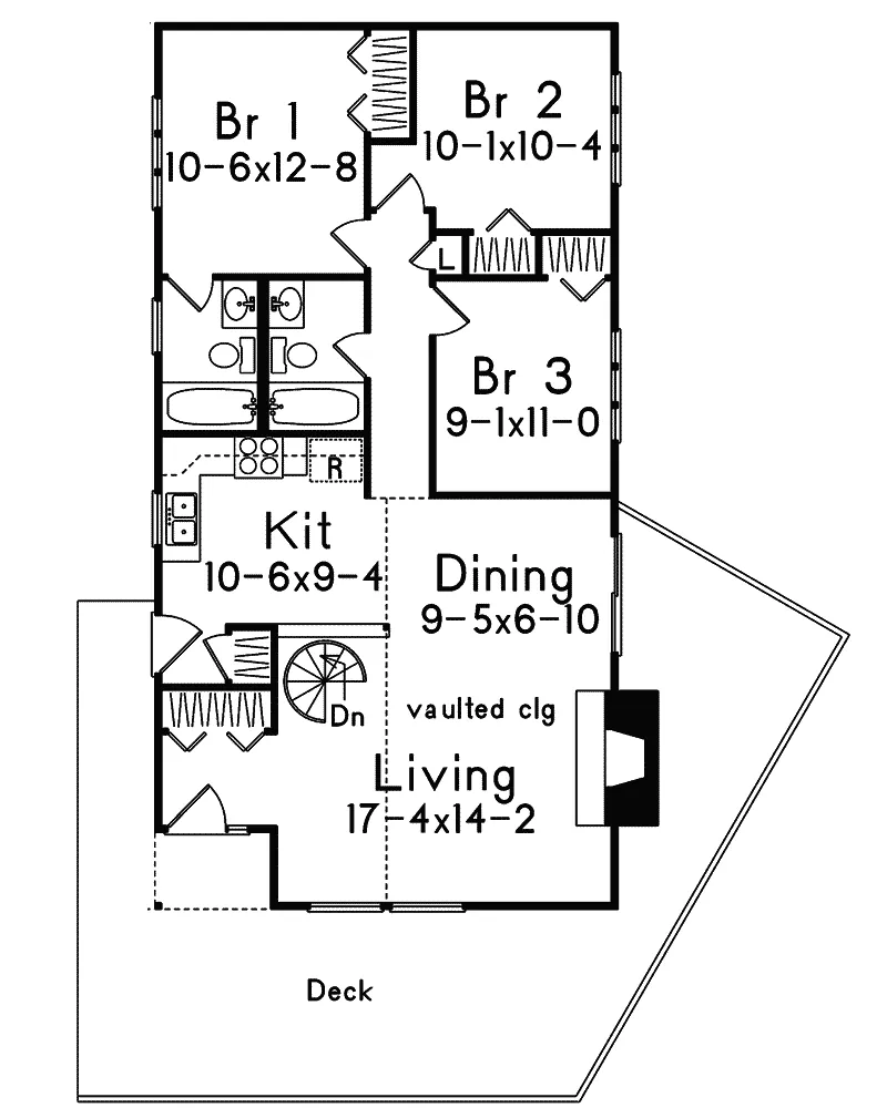 Cabin & Cottage House Plan First Floor - Valleyview Lake Vacation Home 008D-0158 - Shop House Plans and More