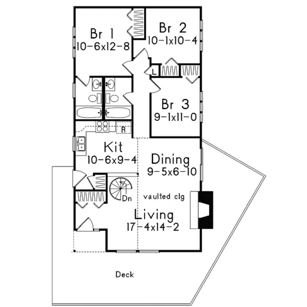 Ranch House Plan First Floor - Valleyview Lake Vacation Home 008D-0158 - Shop House Plans and More