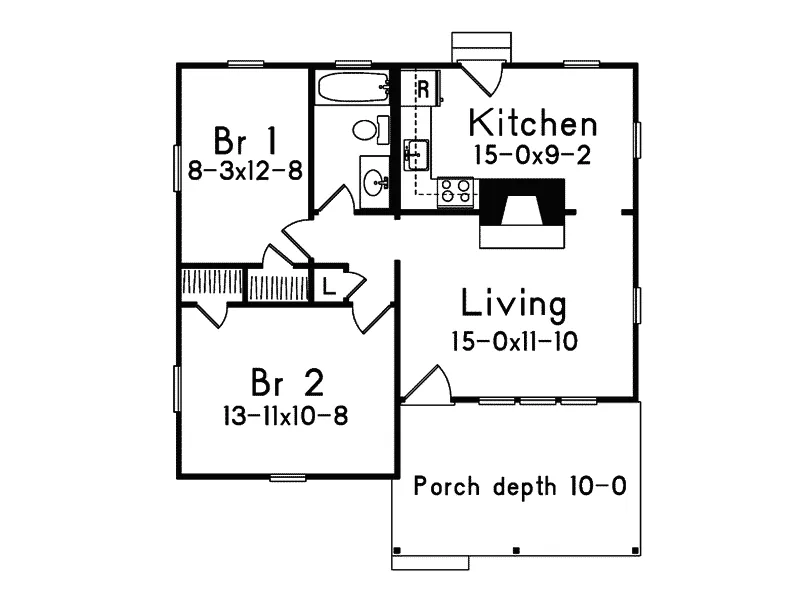 Cabin & Cottage House Plan First Floor - Berrybridge Country Cabin Home 008D-0159 - Search House Plans and More
