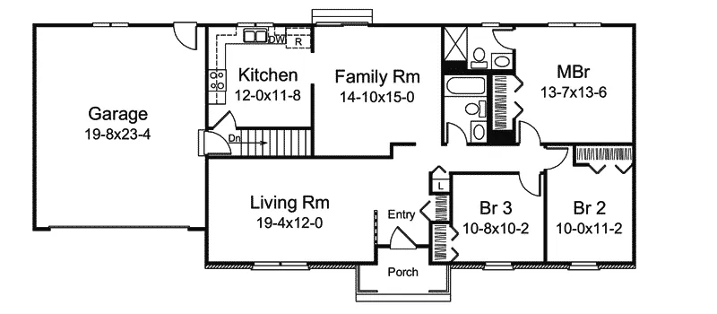 Ranch House Plan First Floor - Bellport Ranch Home 008D-0164 - Search House Plans and More