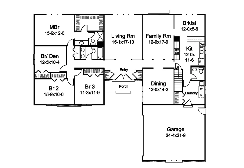 Ranch House Plan First Floor - Parkside Ranch Home 008D-0171 - Shop House Plans and More