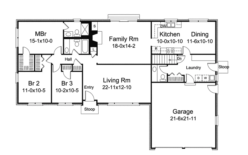 Ranch House Plan First Floor - Bellevue Lake Ranch Home 008D-0174 - Search House Plans and More