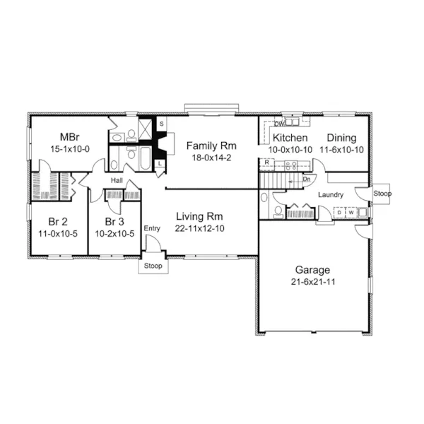 Ranch House Plan First Floor - Bellevue Lake Ranch Home 008D-0174 - Search House Plans and More