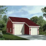 RV and regular sized garage has steep roof pitch and side windows for added sunlight