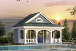 Pool cabana has porch and patio bar for great entertaining steps away from the pool