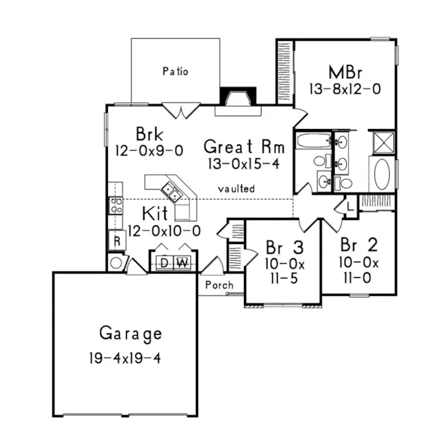 Traditional House Plan First Floor - Strickland Traditional Home 010D-0006 - Shop House Plans and More