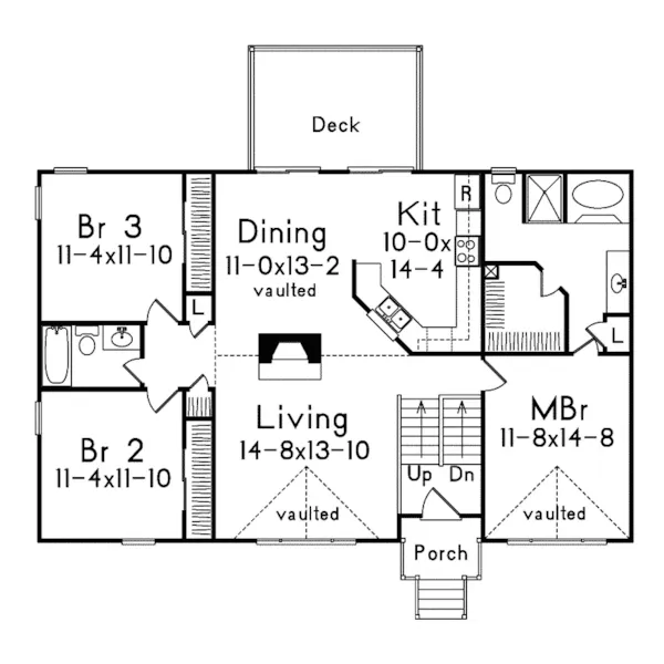 Traditional House Plan First Floor - Langham Rustic Mountain Home 010D-0007 - Shop House Plans and More