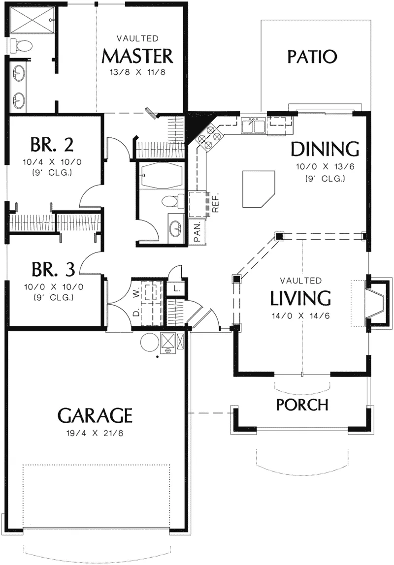Victorian House Plan First Floor - Abbott Place Ranch Cottage Home 011D-0001 - Search House Plans and More