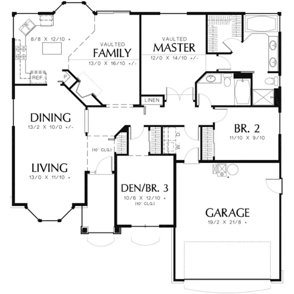 Ranch House Plan First Floor - Dickerson Craftsman Home 011D-0003 - Search House Plans and More