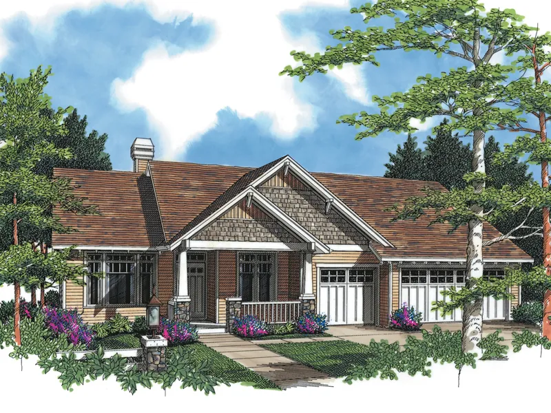 Arts & Crafts House Plan Front Image - Forestland Craftsman Ranch Home 011D-0004 - Search House Plans and More