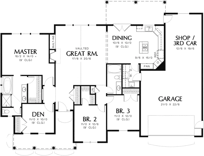 Shingle House Plan First Floor - Irvine Haven Shingle Style Home 011D-0006 - Search House Plans and More