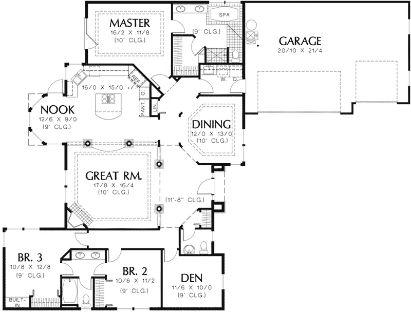 Traditional House Plan First Floor - Rosedell Craftsman Home 011D-0011 - Shop House Plans and More