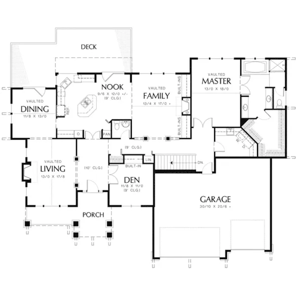 Craftsman House Plan First Floor - SutterHill Craftsman Home 011D-0014 - Shop House Plans and More