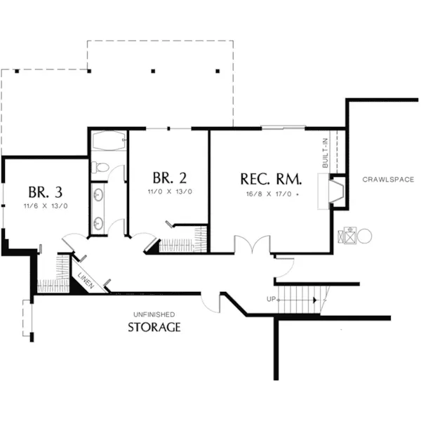 Craftsman House Plan Lower Level Floor - SutterHill Craftsman Home 011D-0014 - Shop House Plans and More