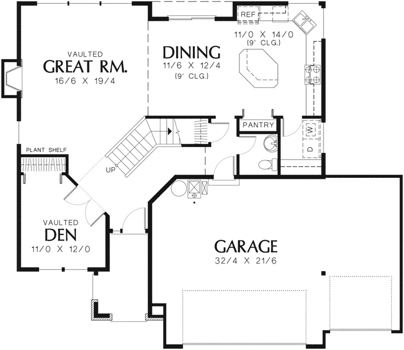 Craftsman House Plan First Floor - Redstone Shingle Craftsman Home 011D-0015 - Shop House Plans and More