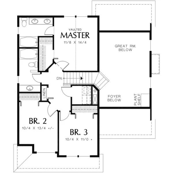 Craftsman House Plan Second Floor - Laurelmont Traditional Home 011D-0018 - Shop House Plans and More