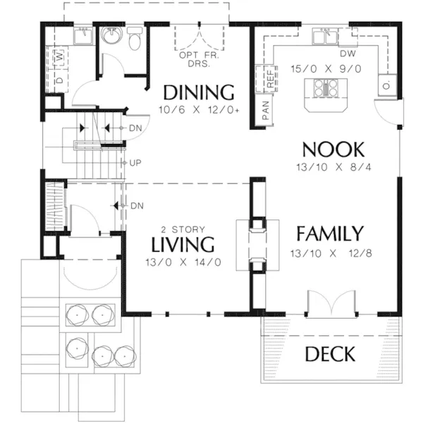 Craftsman House Plan First Floor - Kingridge Craftsman Home 011D-0019 - Search House Plans and More