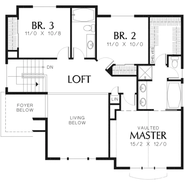 Craftsman House Plan Second Floor - Kingridge Craftsman Home 011D-0019 - Search House Plans and More