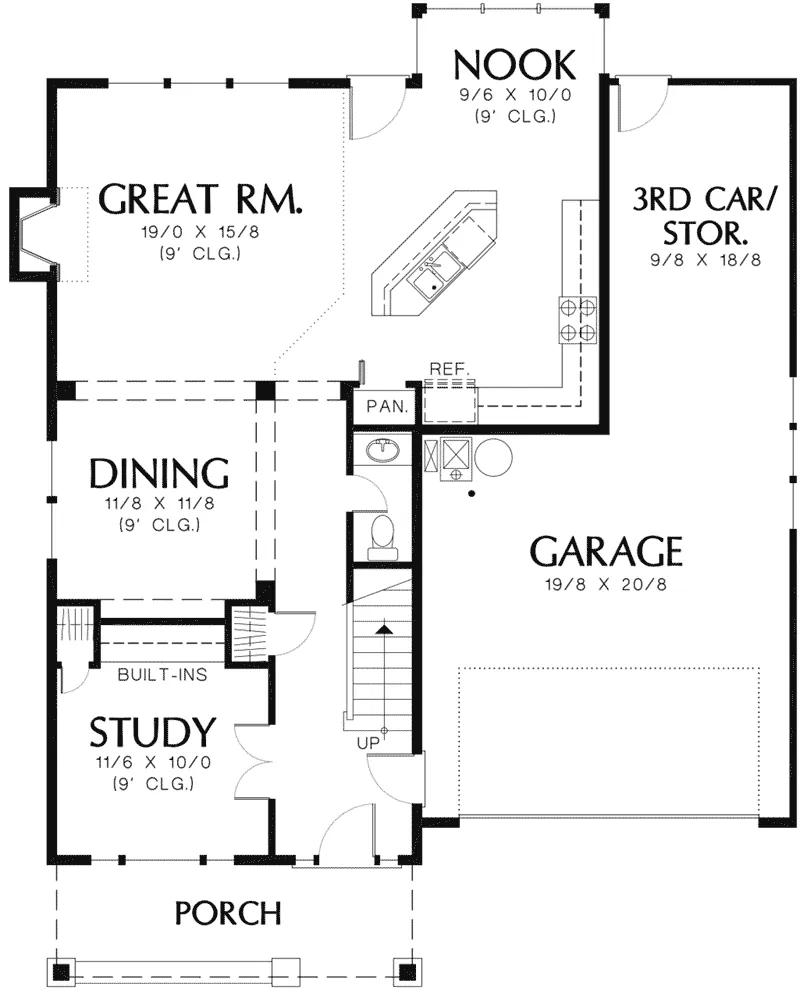 Rustic House Plan First Floor - Hayden Shingle Craftsman Home 011D-0020 - Search House Plans and More