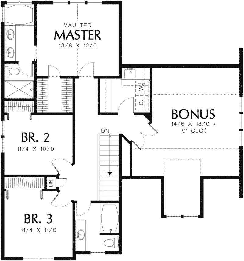 Rustic House Plan Second Floor - Hayden Shingle Craftsman Home 011D-0020 - Search House Plans and More