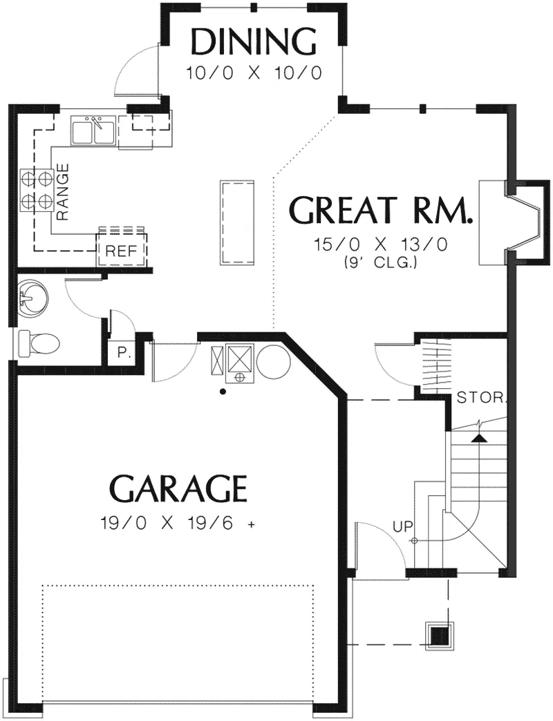 Arts & Crafts House Plan First Floor - Meadowoak Traditional Home 011D-0021 - Shop House Plans and More