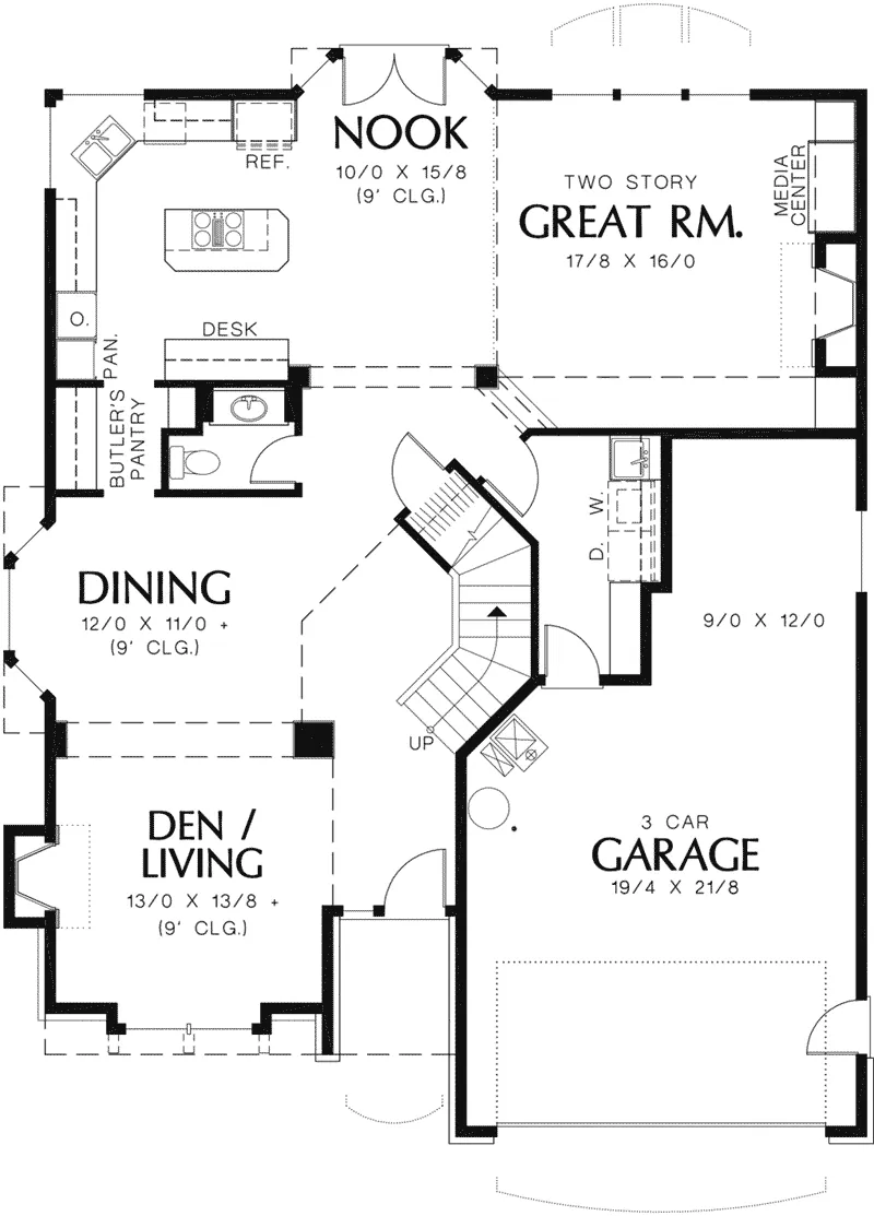 Traditional House Plan First Floor - Sunset Place Traditional Home 011D-0024 - Shop House Plans and More