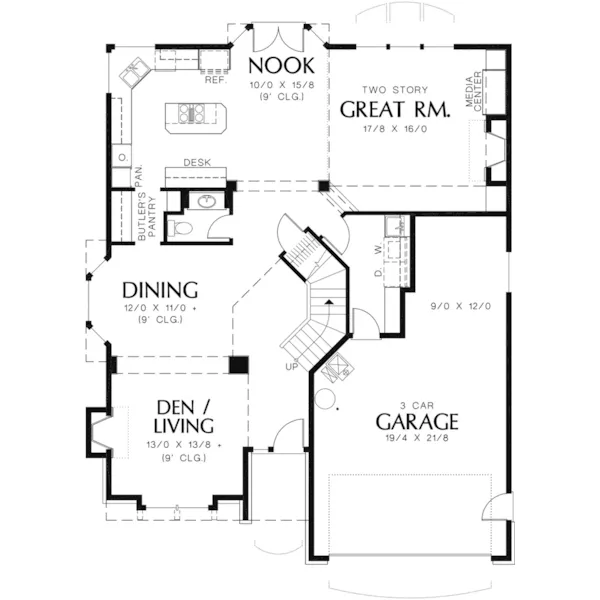 Traditional House Plan First Floor - Sunset Place Traditional Home 011D-0024 - Shop House Plans and More