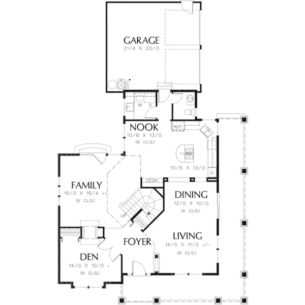 Waterfront House Plan First Floor - Ventana Craftsman Style Home 011D-0025 - Shop House Plans and More