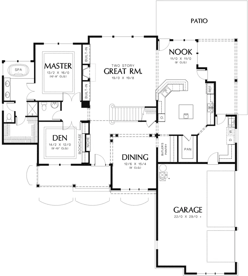 European House Plan First Floor - Hamilton Lake Craftsman Home 011D-0036 - Search House Plans and More
