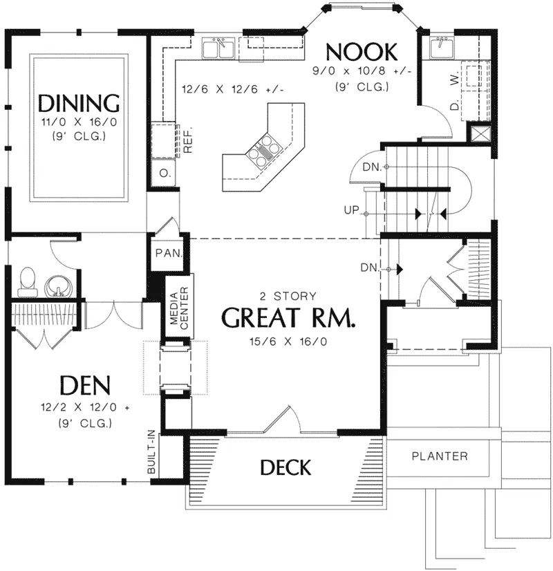 Lake House Plan First Floor - Ellenwood Hill Modern Home 011D-0037 - Search House Plans and More