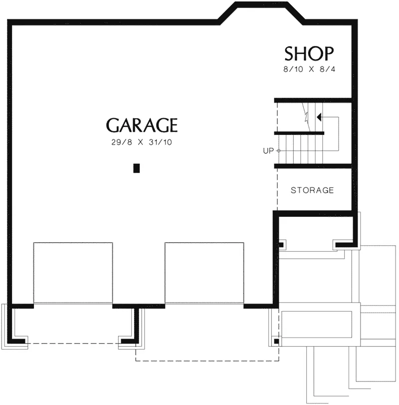 Beach & Coastal House Plan Garage Floor Plan - Ellenwood Hill Modern Home 011D-0037 - Search House Plans and More